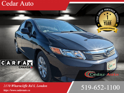 2012 Honda Civic LX SOLD | 1 YEAR POWERTRAIN WARRANTY INCLUDED