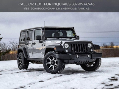 Used 2017 Jeep Wrangler Unlimited Willys Wheeler V6 Auto 4X4 Light Bar Monster Rims Removable Hardtop for Sale in Sherwood Park, Alberta