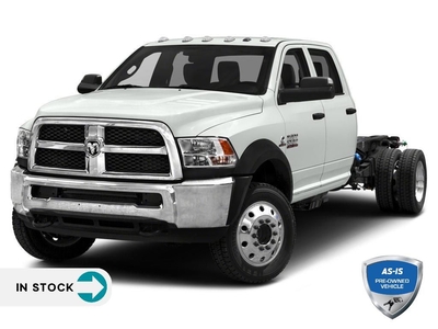 Used 2018 RAM 3500 Chassis ST/SLT/Laramie MANUAL TRANSMISSION DUALLY I DUMP BOX I 6 SPEAKERS I POWER 10-WAY DRIVERS SEAT INCLUDING 2-WAY LUMBAR I REAR FOLDING SEAT for Sale in Barrie, Ontario