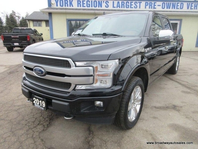 Used 2019 Ford F-150 LOADED PLATINUM-EDITION 5 PASSENGER 3.5L - ECO-BOOST.. 4X4.. CREW-CAB.. SHORTY.. NAVIGATION.. LEATHER.. HEATED/AC SEATS.. POWER SUNROOF & PEDALS.. for Sale in Bradford, Ontario