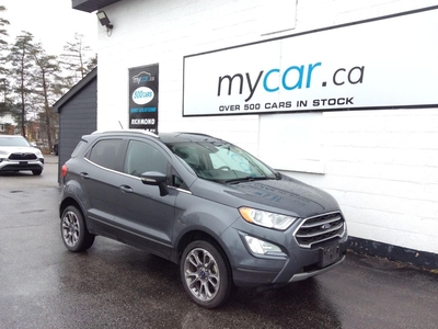 Used 2020 Ford EcoSport Titanium $1000 FINANCE CREDIT!! INQUIRE IN STORE!! AWD!! LEATHER. MOONROOF. HEATED SEATS/WHEEL. BACKUP CAM. N for Sale in North Bay, Ontario