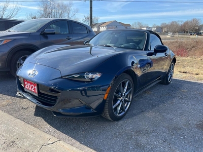 Used 2021 Mazda Miata MX-5 GT Crystal Blue / White leather 6SPD MANUAL TRANS for Sale in Cobourg, Ontario