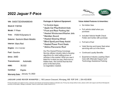 2022 Jaguar F-Pace P250 R-Dynamic S Winter Tires!