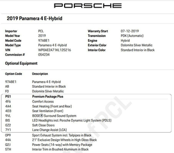 2019 Porsche Panamera 4 E-Hybrid AWD