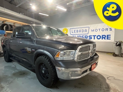 Used 2018 RAM 1500 LARAMIE CREW CAB 4X4 HEMI * Leather * Uconnect 4C Navigation with 8.4inch touchscreen * Aftermarket wheel with mudders * Step Bars* Tri-Fold box cove for Sale in Cambridge, Ontario
