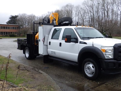 Used 2013 Ford F-550 Flat Deck with Effer 65 Crane 4WD for Sale in Burnaby, British Columbia