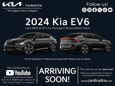 New 2024 Kia EV6 Land AWD w/ GT Line Pkg 2 for Sale in Niagara Falls, Ontario