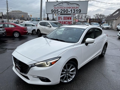 Used 2018 Mazda MAZDA3 SPORT GT Pearl White Leather/Sunroof/Dual Climate/Heated Steering/Blind Spot for Sale in Mississauga, Ontario