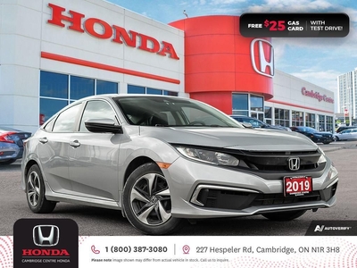 Used 2019 Honda Civic LX HONDA SENSING TECHNOLOGIES REARVIEW CAMERA APPLE CARPLAY™/ANDROID AUTO™ for Sale in Cambridge, Ontario