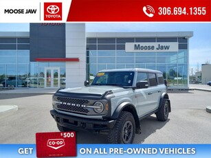 Used 2022 Ford Bronco Badlands 2.7L ECOBOOST 330HP WITH 10 SPEED AUTO, 7 GOAT MODES, LOCKING FRONT & REAR DIFFERENTIALS, LUX PKG, ADAPTIVE CRUISE, PREM B&O 10 SPEAKER WITH SUB, NAVI, HEATED WHEEL, REMOTE STARTER for Sale in Moose Jaw, Saskatchewan