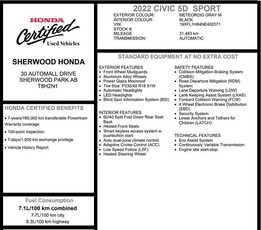 2022 Honda Civic Sport Hatchback | LOW KMS | 3M | HEATED SEAT+STEER