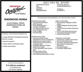 2021 Honda CR-V Sport AWD | RMTE STRT | HEATED LEATHER | ROOF RAIL