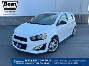 Used 2016 Chevrolet Sonic RS Manual 1.4L 4 CYL WITH REMOTE ENTRY, HEATED SEATS, SUNROOF, CRUISE CONTROL, REAR VIEW CAMERA, 6 SPEED MANUAL for Sale in Carleton Place, Ontario