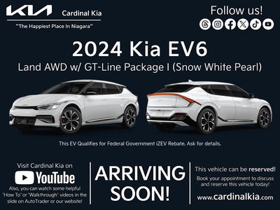 New 2024 Kia EV6 Land AWD w/ GT Line Pkg 1 for Sale in Niagara Falls, Ontario