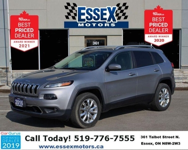 Used 2016 Jeep Cherokee Ltd*Low K's*Heated Leather*Moon Roof*Bluetooth for Sale in Essex, Ontario