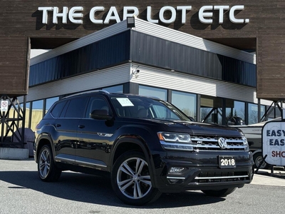 Used 2018 Volkswagen Atlas 3.6 FSI Highline 3RD ROW, APPLE CARPLAY/ANDROID AUTO, HEATED LEATHER SEATS/STEERING WHEEL, BACK UP CAM, NAV, MOONROOF for Sale in Sudbury, Ontario