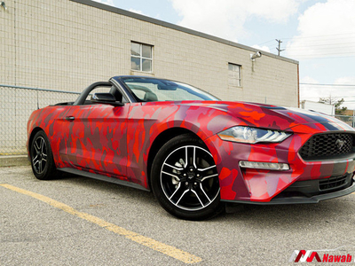 2021 Ford Mustang ECOBOOST FASTBACK|RED CAMOUFLAGE WRAP|LEATHER
