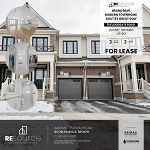 For Lease (Whitby): Brand New 3 Bed 2.5 Bath Townhouse