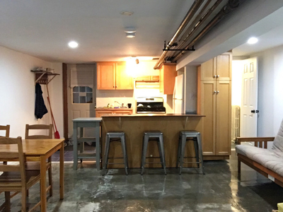 Loft style basement apartment