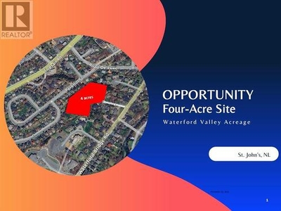 Vacant Land For Sale In Waterford Valley, St. John's, Newfoundland and Labrador