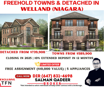 Brand New Towns from $589,900 in Thorold