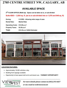 Commercial / Office Space for Lease - 2705 Centre Street