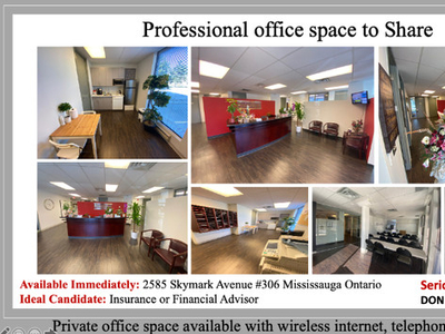 Professional Office Space To Rent/Share