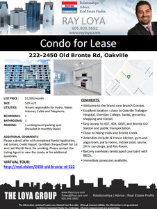 1-Bedrooom Condo Available NOW for Lease