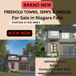 Freehold Towns ,Semi's & Singles for Sale in Niagara Falls !!