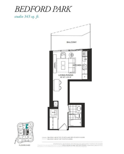 Downtown 343 sq ft Studio with Balcony & Parking