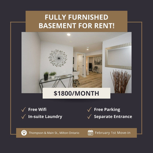 Fully Furnished and Renovated 1 Bed 1 Bath Basement!