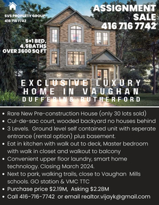 Exclusive Luxury Home Assignment Sale in Vaughan