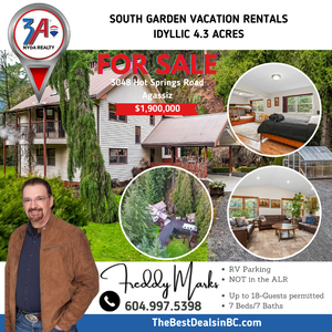 7 Bed House, Guest Cabin, Garage on 4. 3 Acres in Agassiz