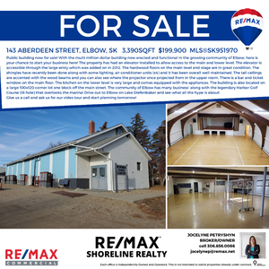 Commercial Building for Sale! 143 Aberdeen Street, Elbow, SK