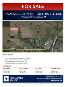 BUSINESS/LIGHT INDUSTRIAL LOTS IN LEDUC