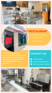 TAKE OUT RESTAURANT SPACE FOR LEASE