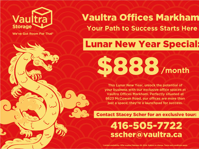 Vaultra Offices Markham:Your Path to Success Starts Here $888/m