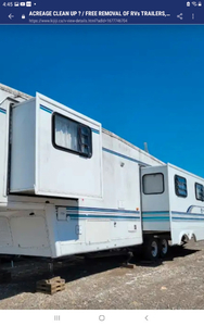FREE REMOVAL : TRAVEL TRAILERS, MOTORHOMES, RV CLEAN UP !