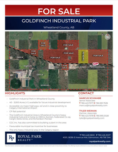 LAND FOR SALE IN GOLDFINCH INDUSTRIAL PARK, WHEATLAND COUNTY