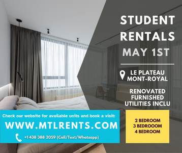 2 / 3 / 4 bedroom Student Rentals for May 1st