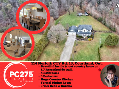 Beautiful Country Home (1.7 AC) just minutes from Tillsonburg.
