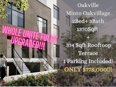 楼花转让 | Minto Oakvillage 2Bed3 Bath ONLY $ 778,000!!