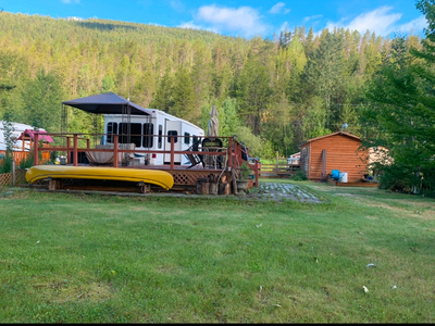 Seasonal RV Property Riverfront Lot and 5th Wheel Turnkey Moyie