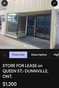 STORE, OFFICE for LEASE in DUNNVILLE, ON. at $1,200.+