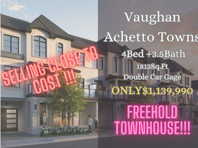 PRICE REDUCED Freehold Archetto Town In Vaughan Only 1.13mili