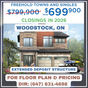 Brand New Detached and Towns in WOODSTOCK