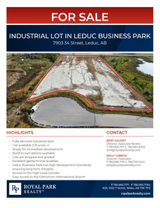 INDUSTRIAL LOT IN LEDUC BUSINESS PARK FOR SALE