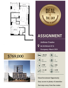 Artform Condo 1B+D/2W for Sale in Mississauga (Assignment Sale)